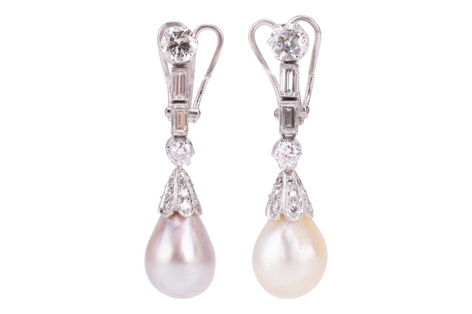Lot 57 - A pair of natural and cultured pearl and...