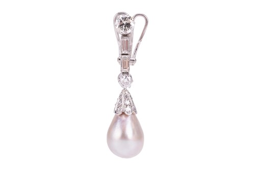 Lot 57 - A pair of natural and cultured pearl and...