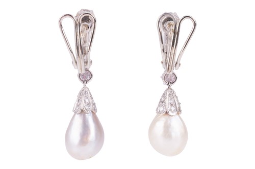 Lot 57 - A pair of natural and cultured pearl and...