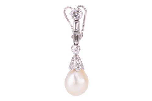 Lot 57 - A pair of natural and cultured pearl and...