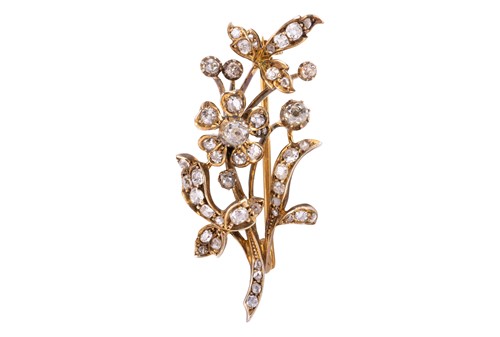 Lot 23 - A Victorian diamond spray brooch, of foliate...