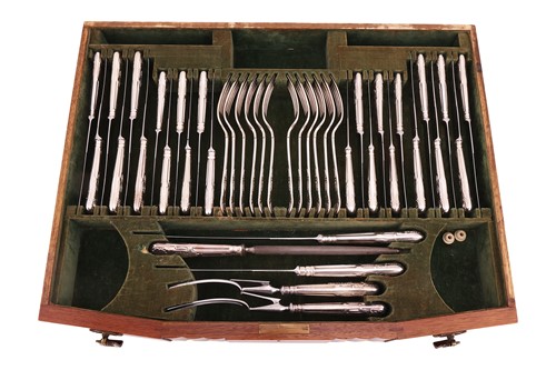 Lot 369 - A cased silver canteen for twelve,...
