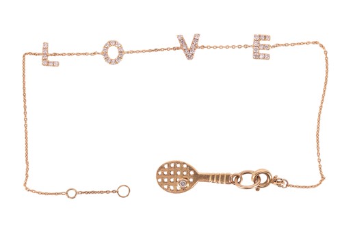 Lot 94 - A diamond-set charm bracelet, the trace link...