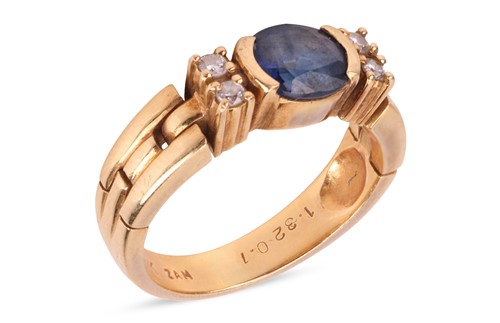 Lot 85 - A sapphire and diamond ring, the half...