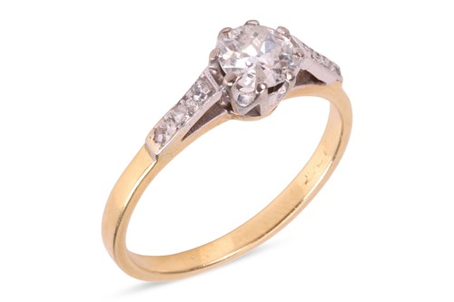 Lot 74 - An old-cut diamond solitaire ring, featuring a...