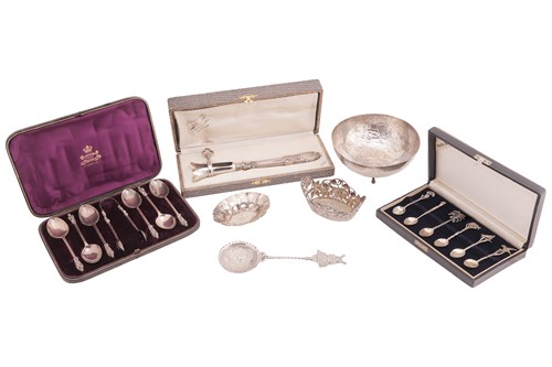 Lot 242 - A small collection of silver items; to include...