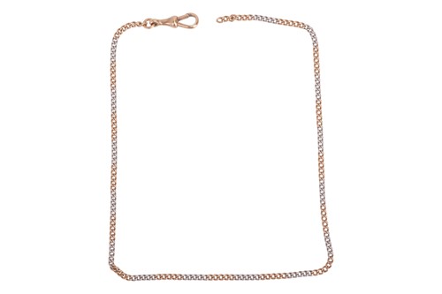 Lot 169 - A curb link watch chain, in bi-colour metal,...