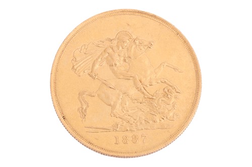Lot 271 - An 1887 Queen Victoria quintuple sovereign, 40....