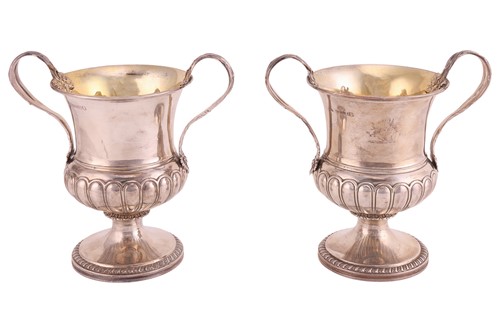 Lot 344 - A pair of George III silver twin-handled cups,...