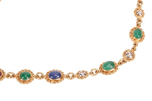 Lot 128 - A gem-set long necklace and matching bracelet,...