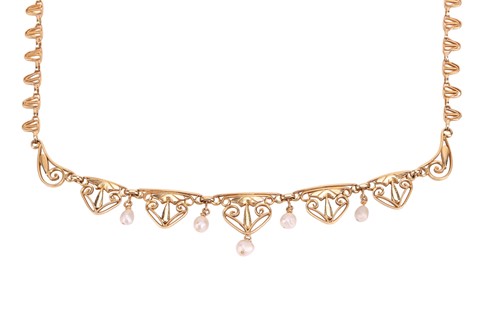 Lot 20 - An Art Nouveau pearl fringe necklace,...