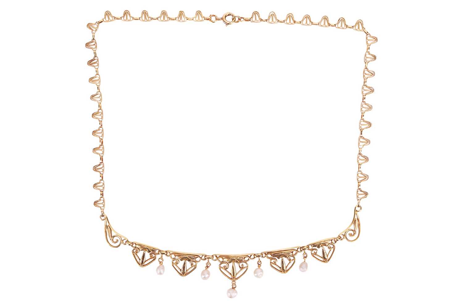 Lot 20 - An Art Nouveau pearl fringe necklace,...
