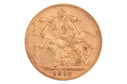 Lot 221 - A 1910 Edward VII full sovereign, 8.0 grams.