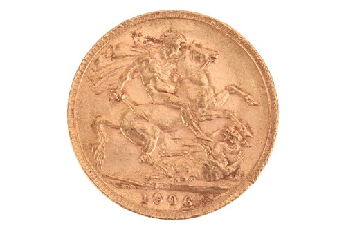 Lot 219 - A 1906 Edward VII full sovereign, 8.0 grams.