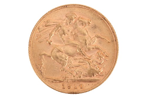 Lot 205 - A 1910 Edward VII full sovereign, 8.0 grams.