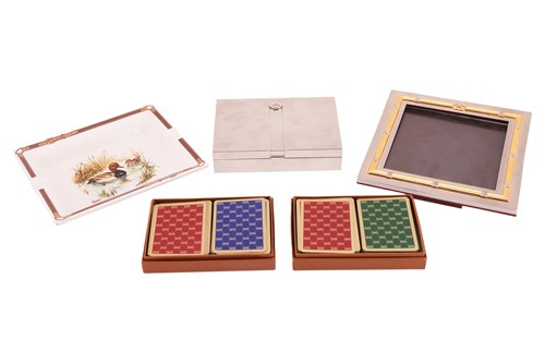 Lot 187 - Gucci - a plated cigar box, a plated photo...