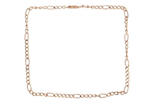 Lot 117 - A figaro link chain, in yellow metal marked...