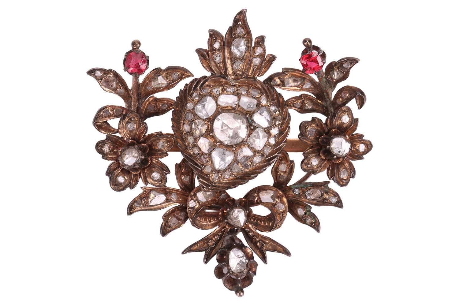 Lot 85 - A diamond-set sweetheart brooch, with central...