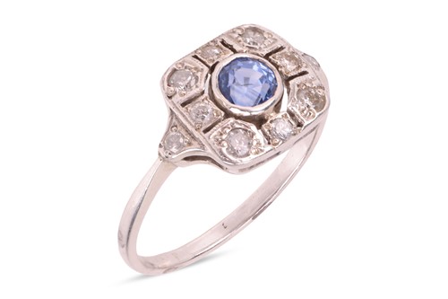 Lot 154 - A sapphire and diamond ring, featuring a...