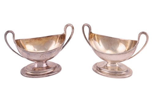 Lot 339 - A pair of George III salts, boat-shaped with...