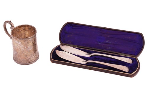 Lot 322 - A Victorian christening mug, cylindrical,...