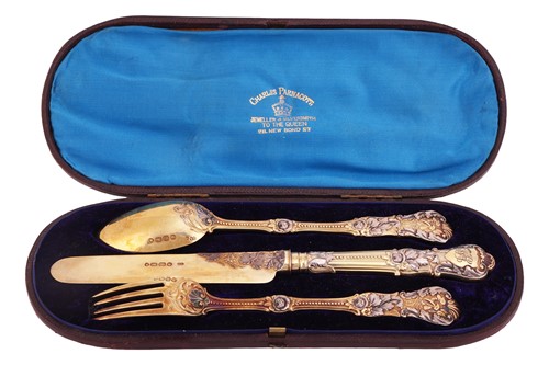Lot 306 - A cased Victorian parcel gilt three-piece...