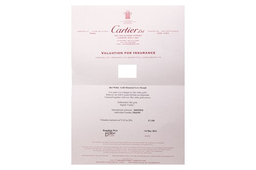 Lot 195 - Cartier - A 'LOVE' bangle in 18ct white gold...