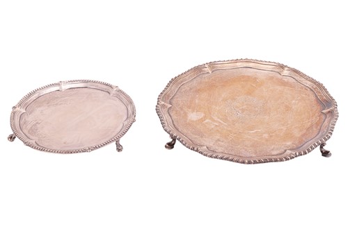 Lot 319 - Two George III silver salvers; both of...