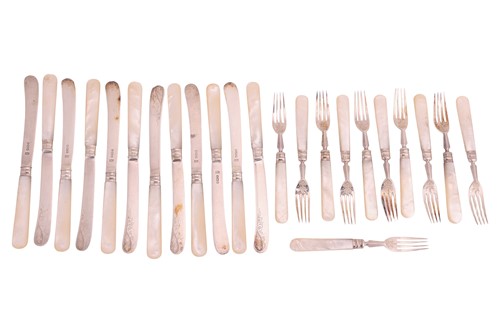 Lot 287 - A set of silver fruit forks and knives by...