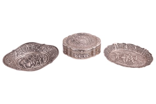 Lot 271 - Two Continental trinket dishes, the first...