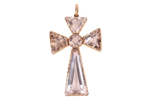 Lot 21 - A smoky quartz cross pendant, constructed by...