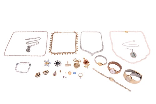 Lot 127 - A group of jewellery and watches to include; a...