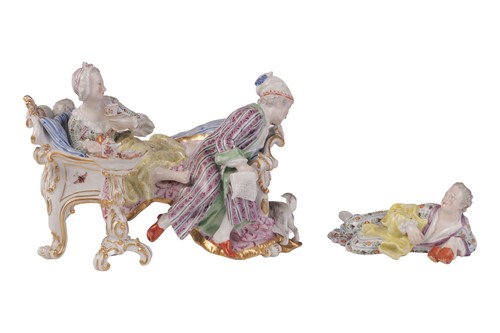 Lot 37 - A Meissen porcelain figure group of the...