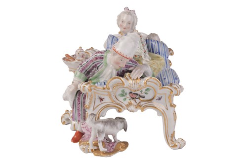 Lot 37 - A Meissen porcelain figure group of the...