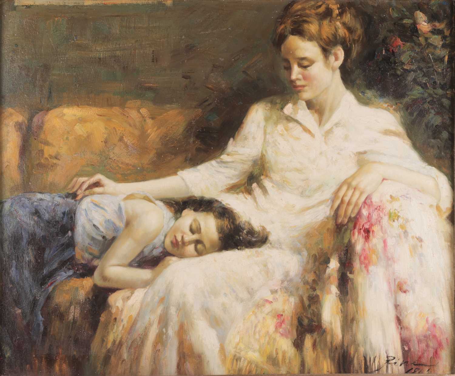 Lot 117 - Pino Daeni (Italian 1939 - 2010) Mother and...