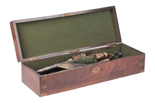 Lot 35 - A 19th-century mahogany and brass-bound gun...