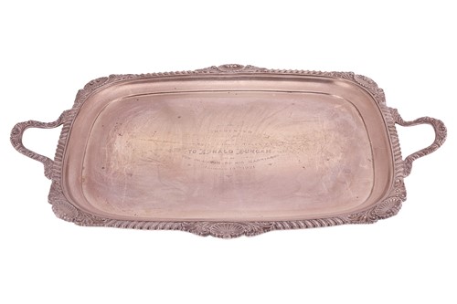 Lot 251 - A large two-handled silver presentation tray,...
