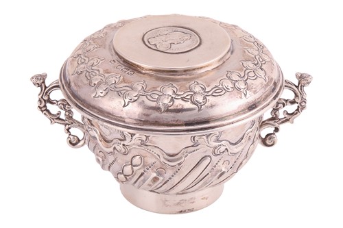 Lot 255 - A Victorian silver porringer and coin-inset...
