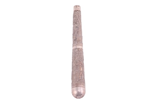 Lot 224 - A Indian Colonial white metal parasol handle,...