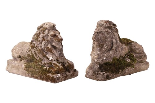 Lot 64 - A pair of patinated reconstituted stone...