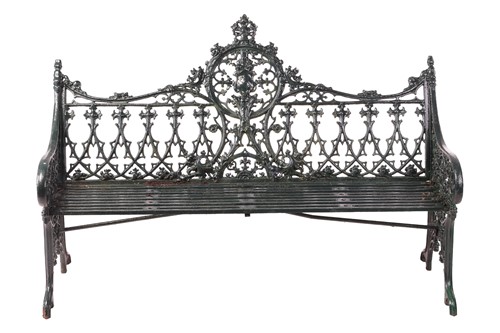 Lot 1 - A Coalbrookdale style green-painted cast iron...