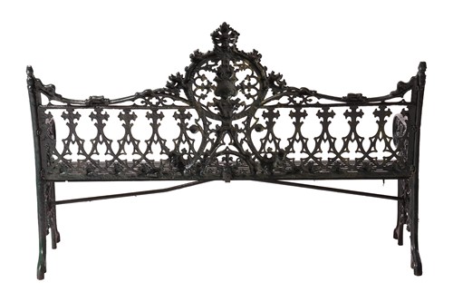 Lot 1 - A Coalbrookdale style green-painted cast iron...