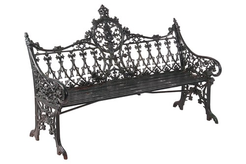 Lot 1 - A Coalbrookdale style green-painted cast iron...