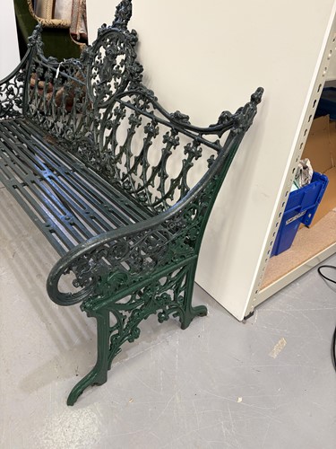 Lot 1 - A Coalbrookdale style green-painted cast iron...