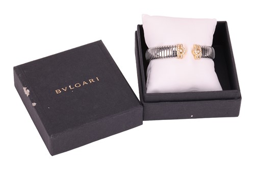 Lot 189 - Bulgari - A diamond-set tubogas open bangle,...