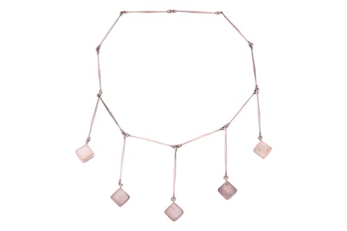 Lot 171 - Georg Jensen - A necklace of swollen rod form...