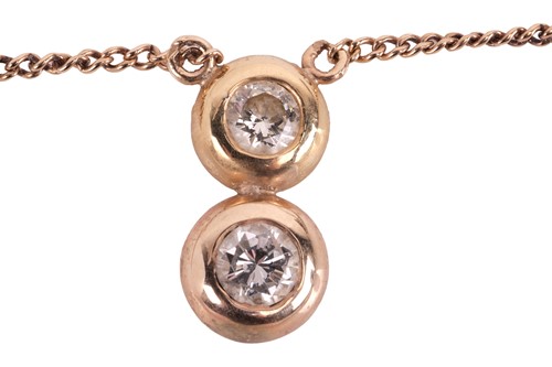 Lot 119 - A diamond-set pendant on chain, comprising two...