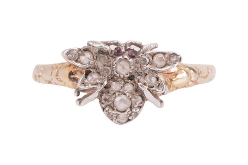 Lot 25 - A Victorian gem-set bee dress ring, the ring...