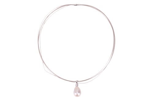 Lot 176 - A baroque pearl and diamond pendant with...
