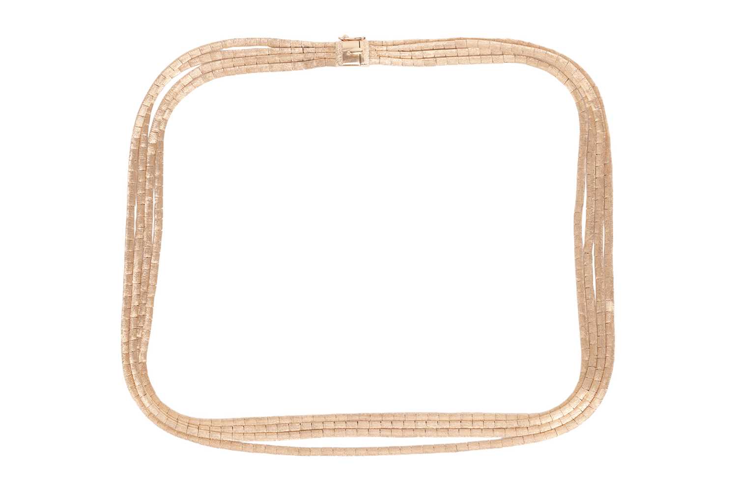 Lot 168 - A textured necklace, comprising four rows of...